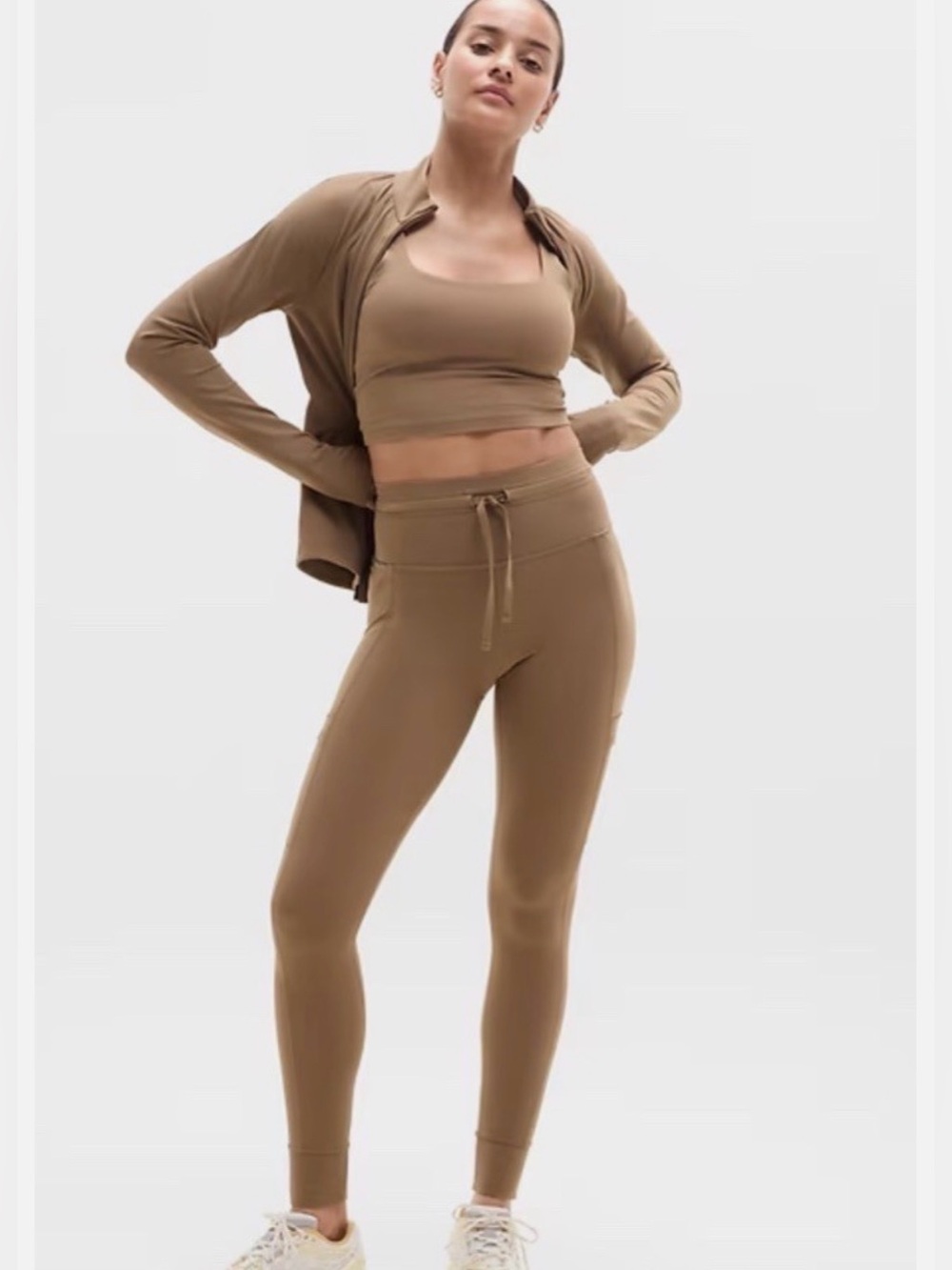 Athleta Stash High Rise Cargo Legging in Clay